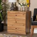Baxton Studio Decon Modern and Contemporary Oak Brown Finished Wood 3-Drawer Storage Chest 189-11975-ZORO